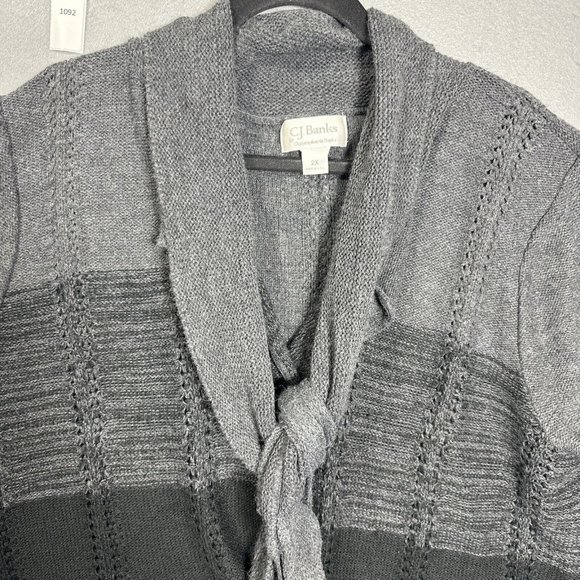 CJ Banks Shawl Collar Vest Wrap  Cardigan Plus Size 2X Gray - Picture 5 of 13